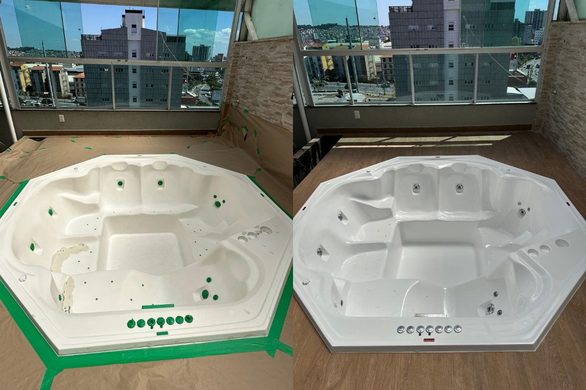 revitalização, pintura queimada - banheira de hidromassagem, spa, jacuzzi, ofurô